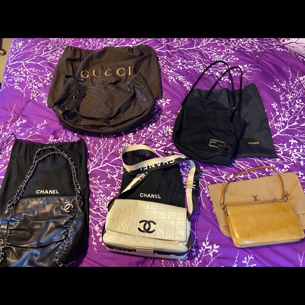 Designer bags Chanel, LV Gucci, Fendi